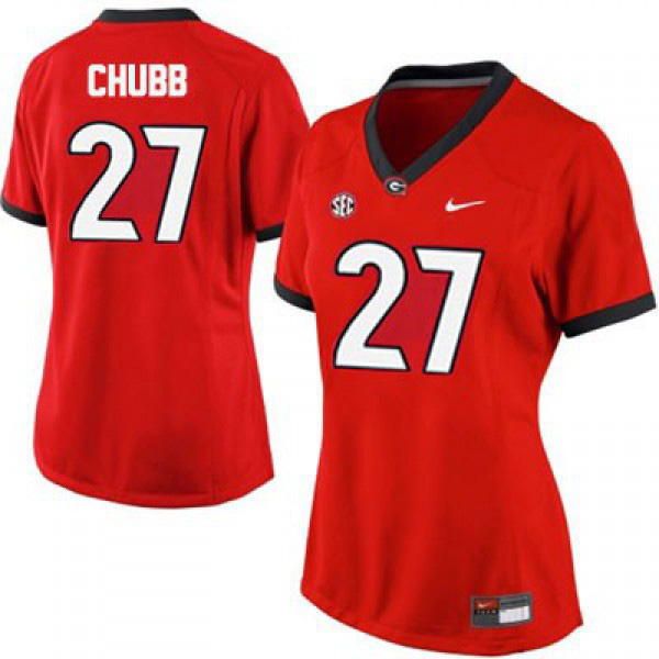 Women's Georgia Bulldogs Nick Chubb #27 Jersey - Red